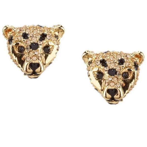 $58 Kate Spade Run Wild Cheetah Stud Earrings in gold & black - Picture 7 of 7